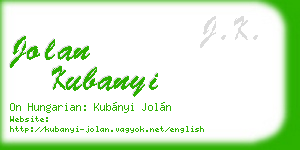 jolan kubanyi business card