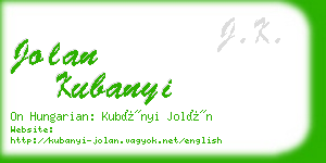 jolan kubanyi business card